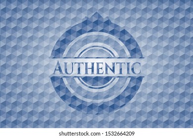 Authentic blue hexagon emblem. Vector Illustration. Detailed.