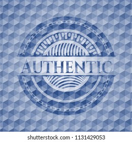 Authentic blue polygonal emblem.