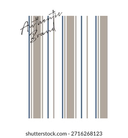 Authentic brand calligraphy text vertical striped background design textile print fashion identity logo element retro colors