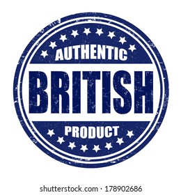 Authentic british product grunge rubber stamp on white, vector illustration
