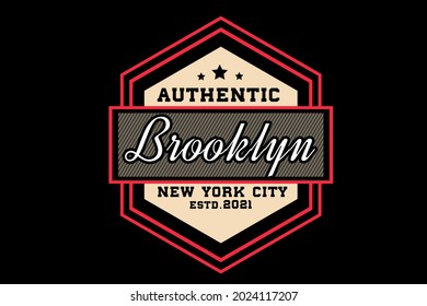 authentic brooklyn typography retro vintage illustration