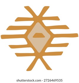 Símbolo geométrico Horizontal marrón Auténtica de la tradición kilim de Pirot, que representa el arte popular balcánico tradicional y auténticos motivos de tejido de alfombras tribales serbias.