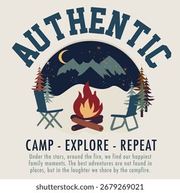 Diseño gráfico de Vector del campamento Auténtica