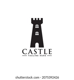 Authentic Castle tower and shield silhouette for real estate, protect systems