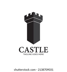 Authentic Castle tower and shield silhouette for real estate, protect systems.