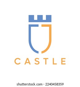 Authentic Castle tower and shield silhouette for real estate, protect systems