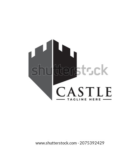 Authentic Castle tower and shield silhouette for real estate, protect systems