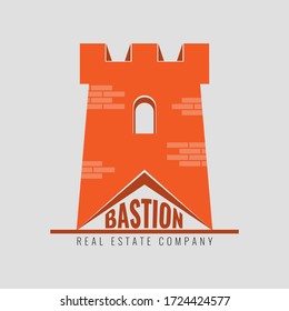 Authentic Castle tower symbol for logo or icon design. Flat and solid color style vector illustration.