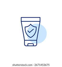 Cosmética Auténtica, dermatológicamente probada, clínicamente aprobada. Icono de Vector de trazo perfecto y editable