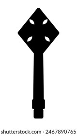 Authentic cross, Ethiopian Christian church, rare form. Outline vector.