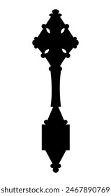 Authentic cross, Ethiopian Christian church, rare form. Outline vector.