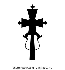 Authentic cross, Ethiopian Christian church, rare form. Outline vector.