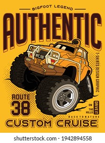 authentic custom, vector cars illustration graphic design for print