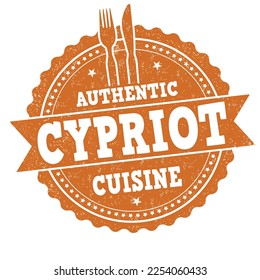 Authentic cypriot cuisine grunge rubber stamp on white background, vector illustration