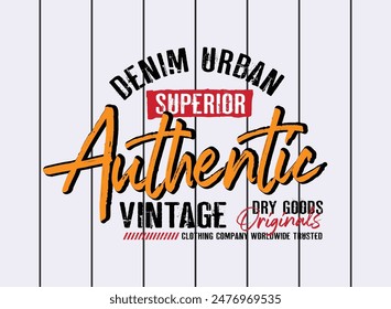 Auténtica denim design t shirt college vintage typography design