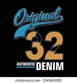 authentic denim, vector illustration. graphics design typography for t-shirt