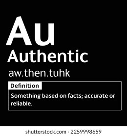 Authentic English Word definition digital print design for t-shirts and wall art poster vector illustration