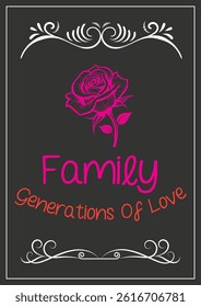Authentic Family. Family Generations Of Love typography quote design template background