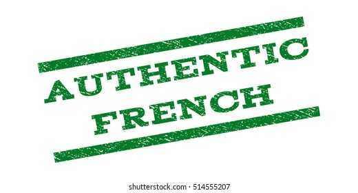 Authentic French watermark stamp. Text tag between parallel lines with grunge design style. Rubber seal stamp with unclean texture. Vector green color ink imprint on a white background.