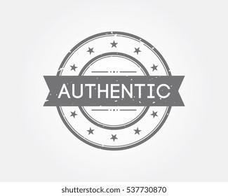 authentic. gray stamp sign