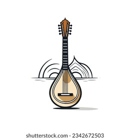 Authentic Greek Bouzouki Icon Embodying Traditional Melodies line art simple flat style black lines simple illustration
