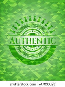 Authentic green emblem with mosaic background