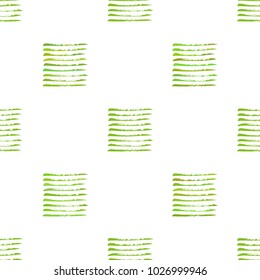 Authentic green rough stripes seamless pattern, hand painted with  dry brush