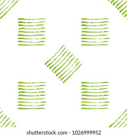Authentic green rough stripes seamless pattern, hand painted with  dry brush