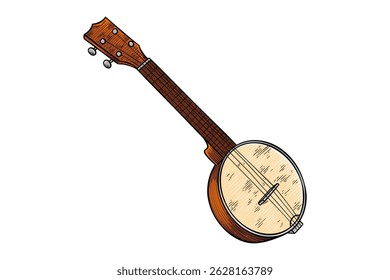 authentic hand drawn arabic guitar illustration