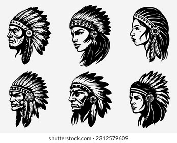 Authentic hand drawn illustration of a Native American Indian head, reflecting resilience, tradition, and reverence for ancestral roots