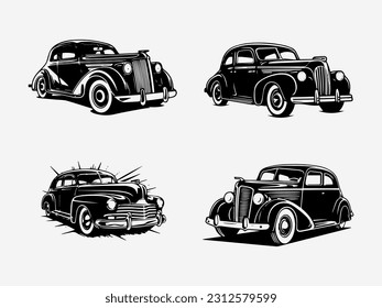 Authentic hand drawn logo design illustration of an old car, evoking a sense of nostalgia, craftsmanship, and the joy of open road journeys