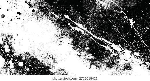 Authentic high resolution black ink splatter on crisp white background Perfect abstract grunge texture for overlays, posters, album art.