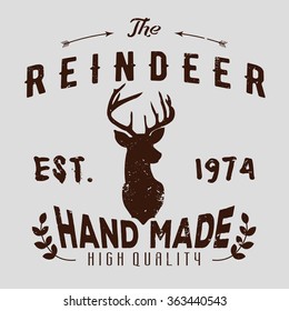 Authentic hipster logotype with reindeer and arrows.