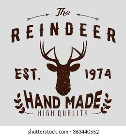 Authentic hipster logotype with reindeer and arrows.