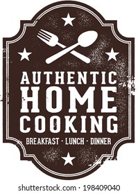Authentic Home Cooking Vintage Sign