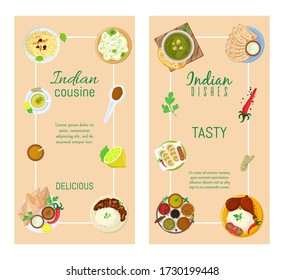 Authentic indian food, original delicious taste banner, flat vector illustration. Spicy asian foodstuff, piquant flavor meal product. Hindustani restaurant eatables, dish establishment.