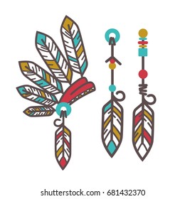 Authentic Injun hat with feathers and magical amulets