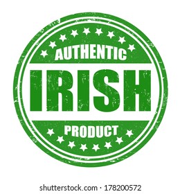 Authentic irish product grunge rubber stamp on white, vector illustration