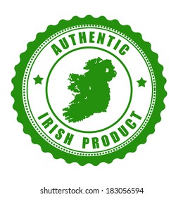 Authentic irish product stamp or label with map of Ireland inside , vector illustration
