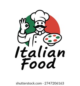 Authentic Italian Chef Pizza Logo, art work 