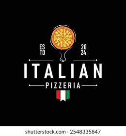 autêntico italiano comida design pizza logotipo ilustração pizzaria conceito simples retro vintage modelo