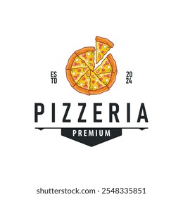 autêntico italiano comida design pizza logotipo ilustração pizzaria conceito simples retro vintage modelo