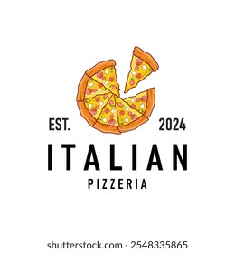 autêntico italiano comida design pizza logotipo ilustração pizzaria conceito simples retro vintage modelo