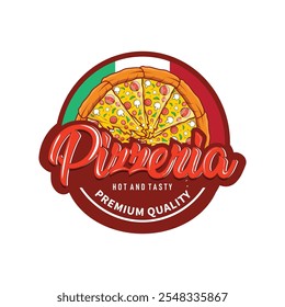 authentic italian food design pizza logo illustration pizzeria concept simple retro vintage template