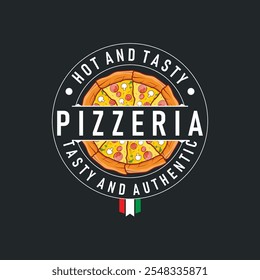 autêntico italiano comida design pizza logotipo ilustração pizzaria conceito simples retro vintage modelo