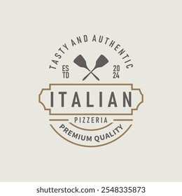 autêntico italiano comida design pizza logotipo ilustração pizzaria conceito simples retro vintage modelo