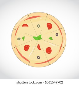 authentic Italian pizza and plate. design graphic. isolated over white background