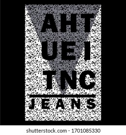 AUTÉNTICO, JEANS, DISEÑO DE PALABRAS PARA IMPRESIÓN DE PANTALLA, TIPOGRAFÍA.