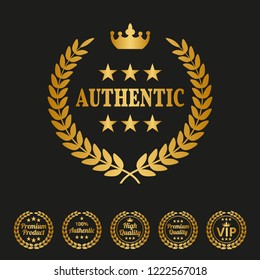 Authentic laurel wreath on black background. Vector Illustration