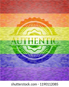 Authentic lgbt colors emblem 